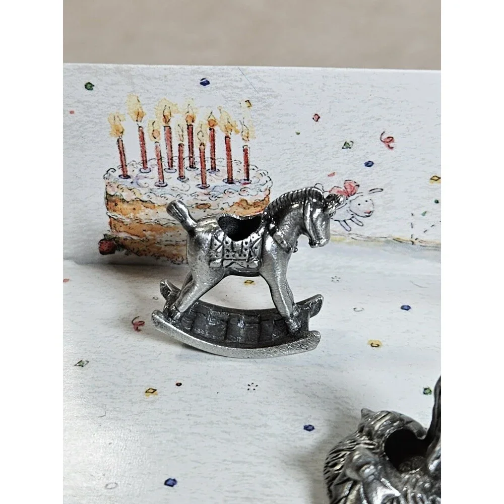 Vintage Spoonful Of Stars By Becky Kelly Pewter Animal Candle Holders 5 Pc Baby
